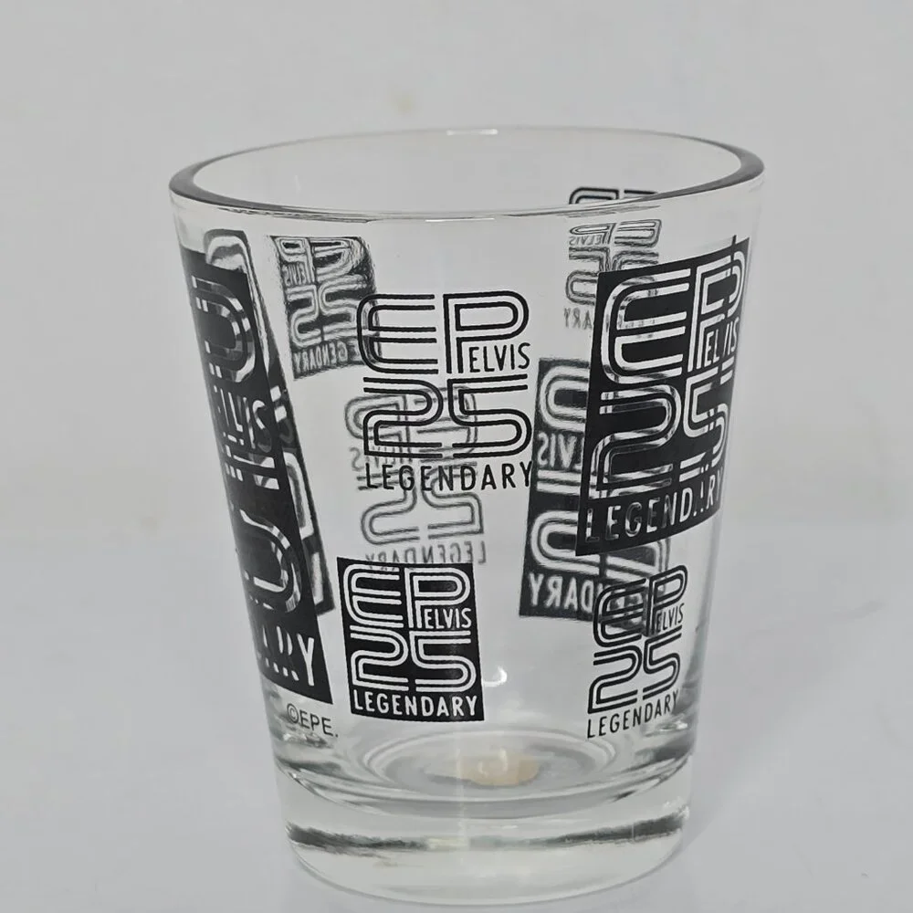 Elvis Presley Legendary 25th Anniversary Glass‎ Souvenir Shot Glass EPE Bar Ware